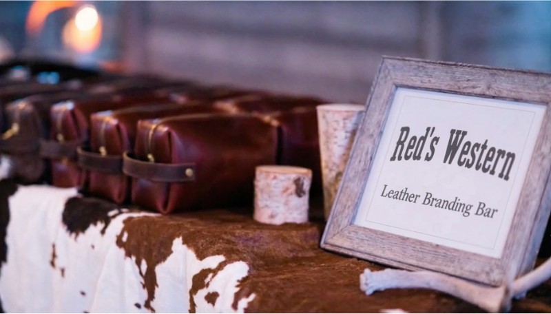 Red's Western leather branding station setup
